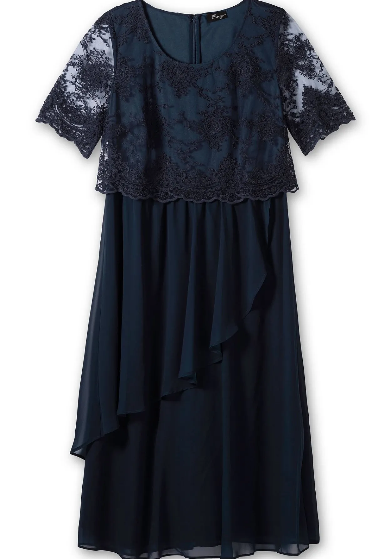 Abendkleid mit besticktem Mesh-Oberteil<sheego Outlet
