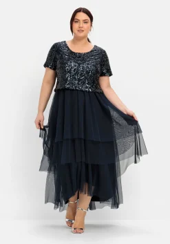 Abendkleid mit lose fallendem Paillettenoberteil<sheego Online