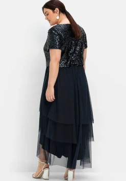 Abendkleid mit lose fallendem Paillettenoberteil<sheego Online