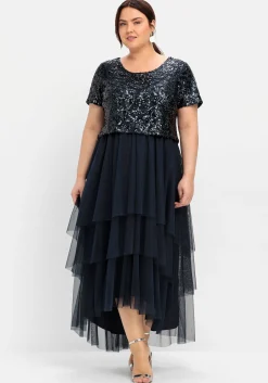 Abendkleid mit lose fallendem Paillettenoberteil<sheego Online