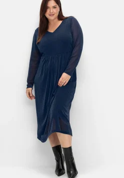 Abendkleid mit Mesh und Effektgarn<sheego Online