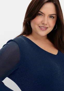 Abendkleid mit Mesh und Effektgarn<sheego Online
