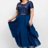 Abendkleid mit Paillettenoberteil und Lagen-Rock<sheego Best
