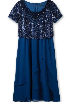 Abendkleid mit Paillettenoberteil und Lagen-Rock<sheego Best