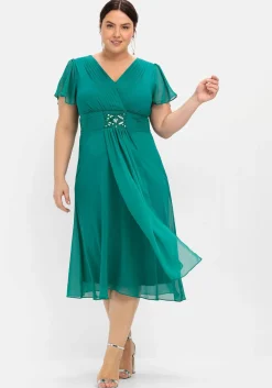 Abendkleid mit Schmuckbrosche<sheego Sale