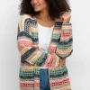 Ajour-Strickjacke mit Blockstreifen, in offener Form<sheego Fashion