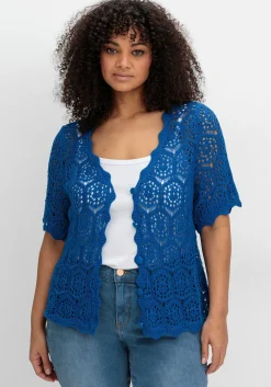 Ajour-Strickjacke mit kurzem Arm<sheego by Joe Browns Discount