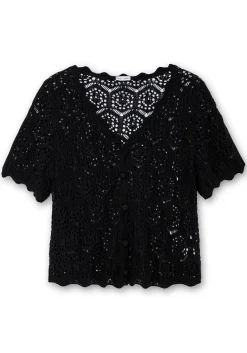 Ajour-Strickjacke mit kurzem Arm<sheego by Joe Browns Online