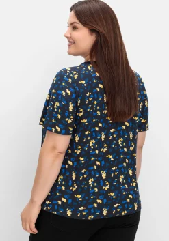 A-Linien-Shirt mit Kellerfalten und Blumendruck<sheego Clearance