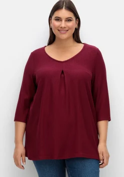 3/4-Arm-Shirt aus Rippjersey, mit Kellerfalte, in A-Linie<sheego New