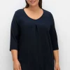 3/4-Arm-Shirt aus Rippjersey, mit Kellerfalte, in A-Linie<sheego Fashion