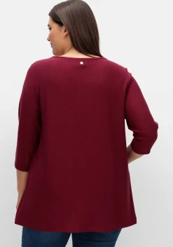 3/4-Arm-Shirt aus Rippjersey, mit Kellerfalte, in A-Linie<sheego New