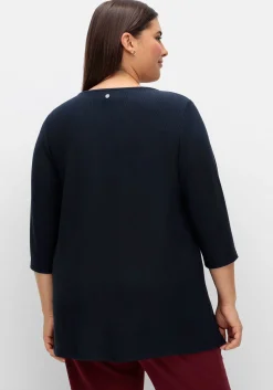 3/4-Arm-Shirt aus Rippjersey, mit Kellerfalte, in A-Linie<sheego Fashion