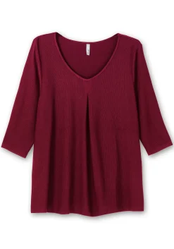 3/4-Arm-Shirt aus Rippjersey, mit Kellerfalte, in A-Linie<sheego New