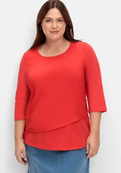 3/4-Arm-Shirt in Layeroptik, im Materialmix<sheego Outlet