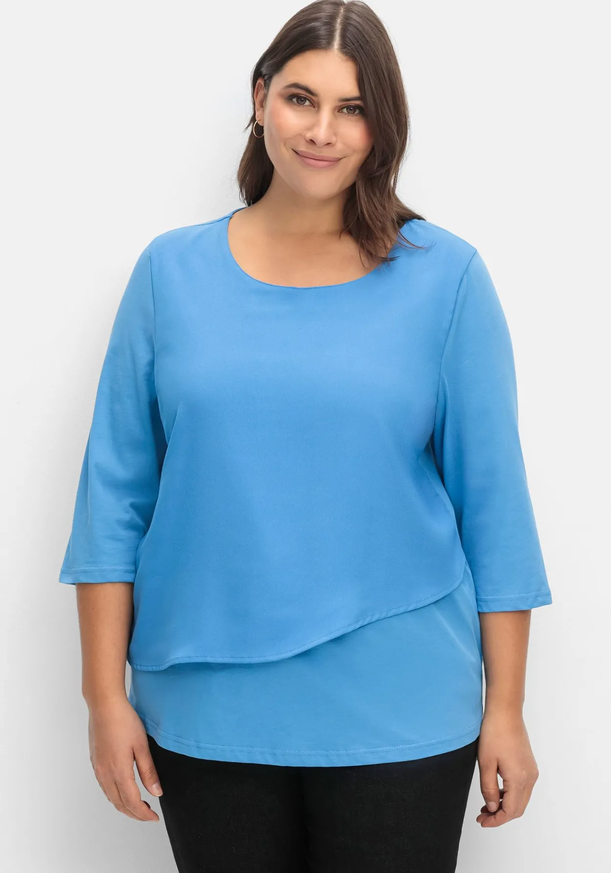 3/4-Arm-Shirt in Layeroptik, im Materialmix<sheego Sale