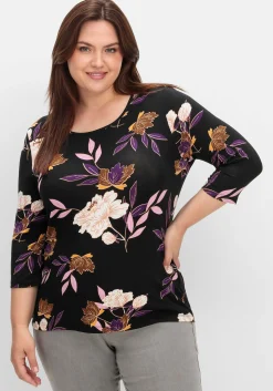 3/4-Arm-Shirt mit Blumenprint, aus Viskosejersey<sheego Sale