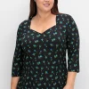 3/4-Arm-Shirt mit Blumenprint und Herzausschnitt<sheego Fashion