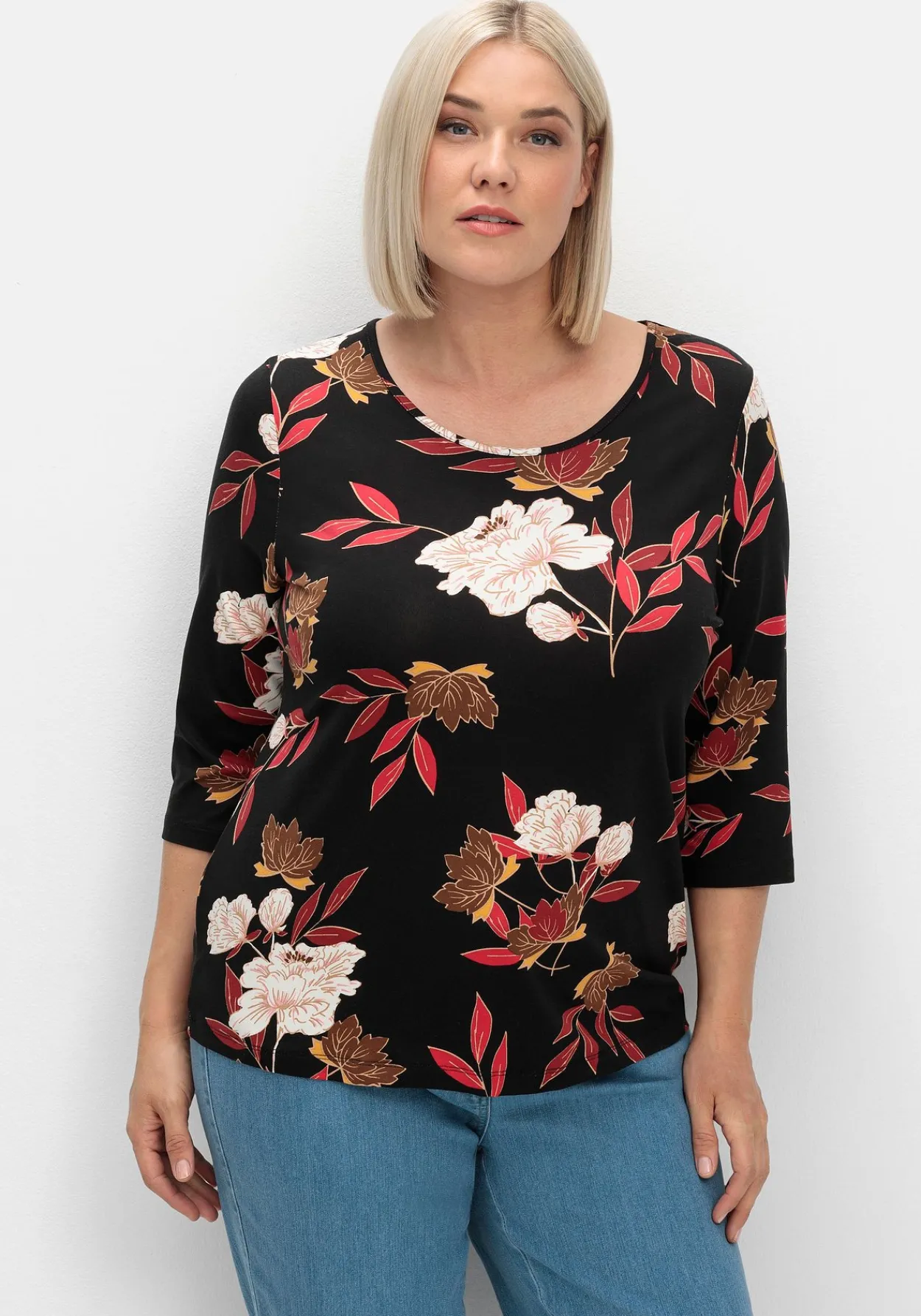 3/4-Arm-Shirt mit Blumenprint, aus Viskosejersey<sheego New