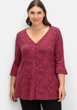 3/4-Arm-Shirt mit Blumenprint und Knopfleiste<sheego Discount