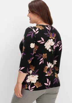3/4-Arm-Shirt mit Blumenprint, aus Viskosejersey<sheego Sale