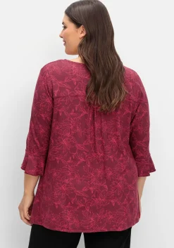 3/4-Arm-Shirt mit Blumenprint und Knopfleiste<sheego Discount