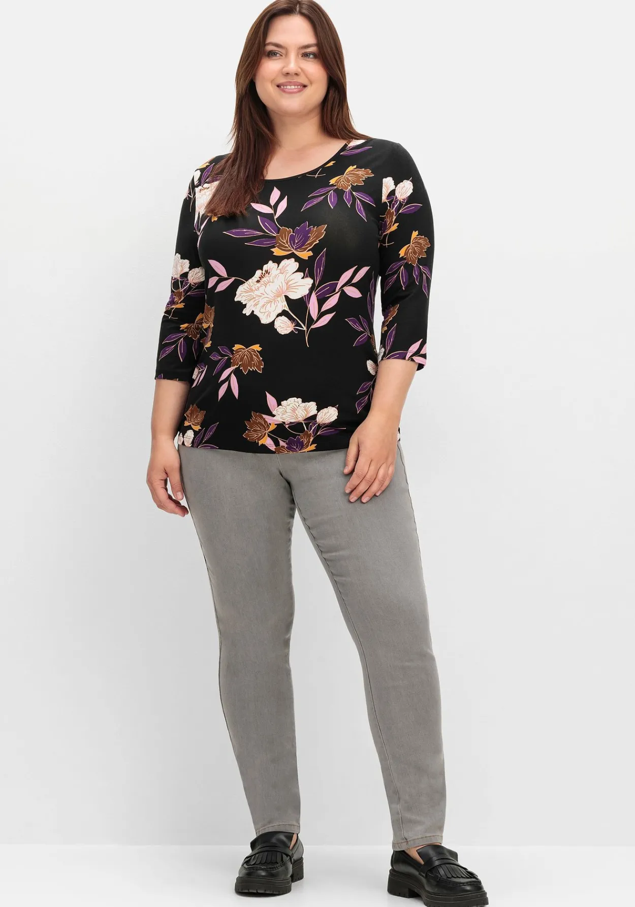 3/4-Arm-Shirt mit Blumenprint, aus Viskosejersey<sheego Sale