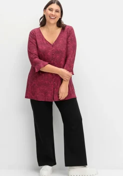3/4-Arm-Shirt mit Blumenprint und Knopfleiste<sheego Discount