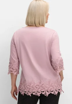 3/4-Arm-Shirt mit breiter, aufgesetzter Spitze<sheego Discount