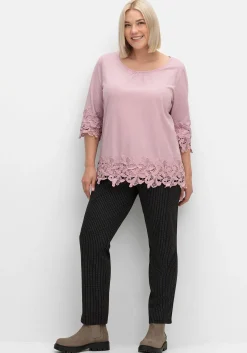 3/4-Arm-Shirt mit breiter, aufgesetzter Spitze<sheego Discount