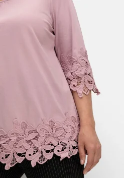 3/4-Arm-Shirt mit breiter, aufgesetzter Spitze<sheego Discount