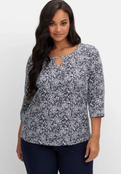 3/4-Arm-Shirt mit Cut-out am Ausschnitt<sheego Discount
