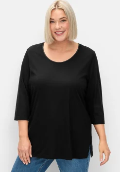 3/4-Arm-Shirt mit dezent glänzender Blende<sheego Outlet