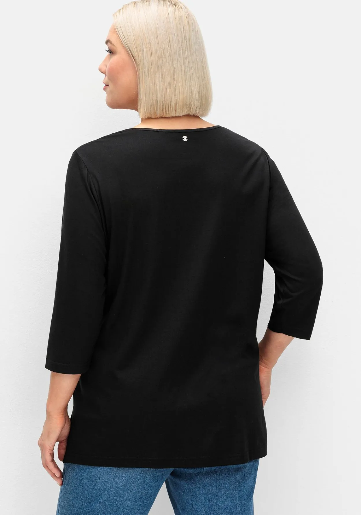3/4-Arm-Shirt mit dezent glänzender Blende<sheego Outlet