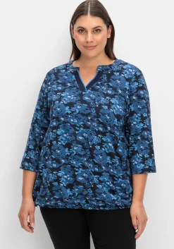 3/4-Arm-Shirt mit floralem Alloverdruck<sheego Fashion