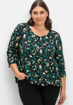 3/4-Arm-Shirt mit floralem Alloverdruck<sheego Hot