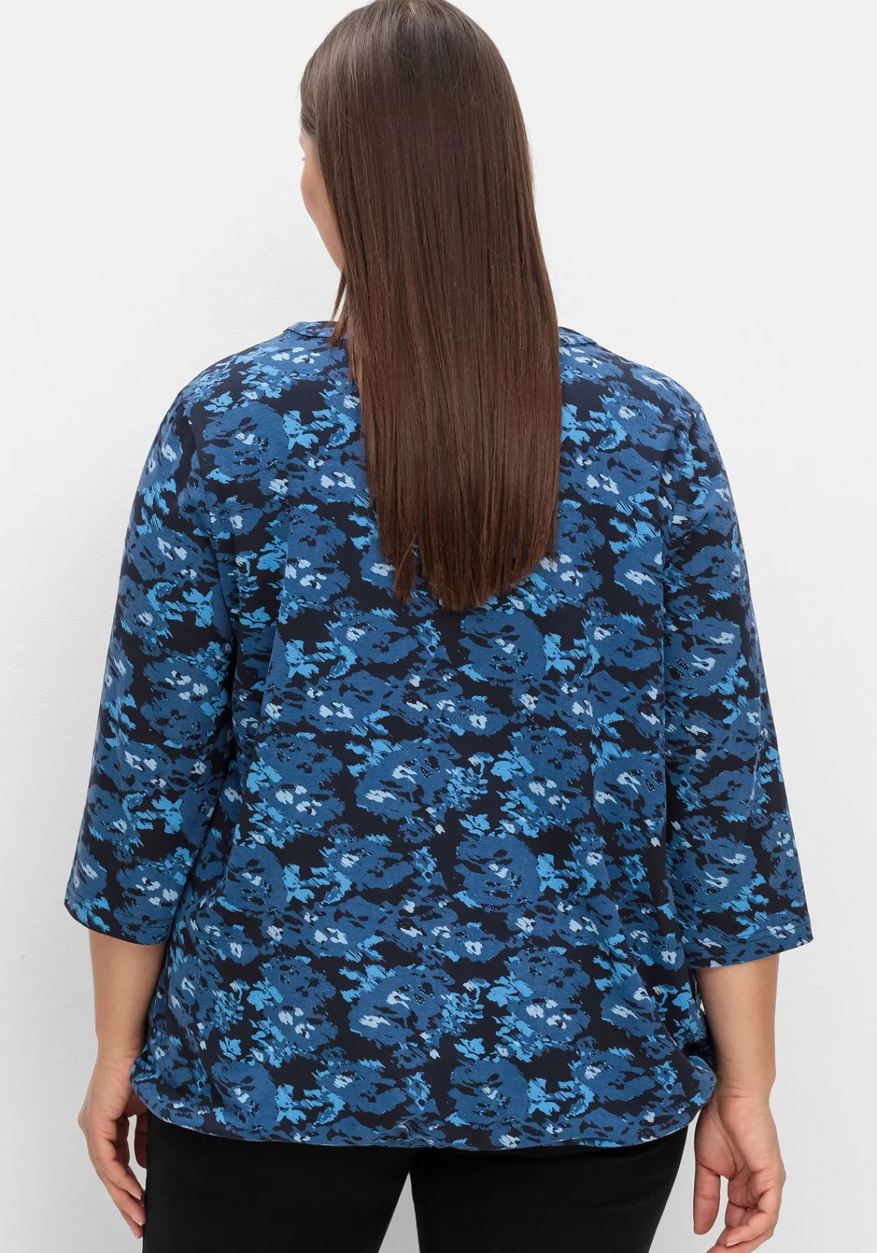 3/4-Arm-Shirt mit floralem Alloverdruck<sheego Fashion
