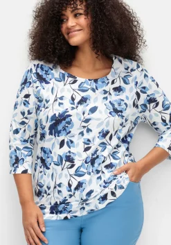 3/4-Arm-Shirt mit floralem Alloverdruck<sheego New