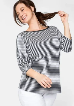 3/4-Arm-Shirt mit garngefärbten Ringeln<sheego Clearance