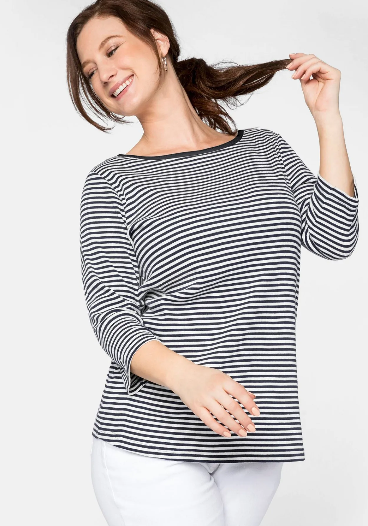 3/4-Arm-Shirt mit garngefärbten Ringeln<sheego Clearance