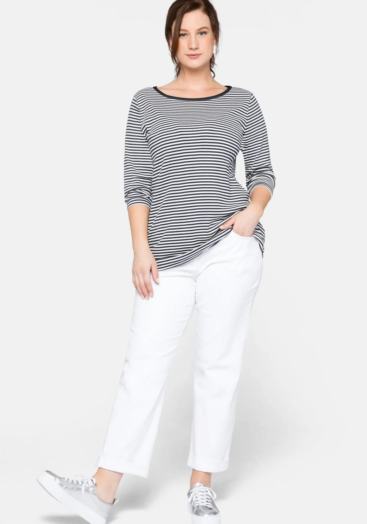 3/4-Arm-Shirt mit garngefärbten Ringeln<sheego Clearance