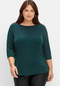 3/4-Arm-Shirt mit Glitzergarn und U-Boot-Ausschnitt<sheego Best