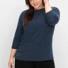 3/4-Arm-Shirt mit Glitzergarn und U-Boot-Ausschnitt<sheego Discount