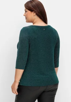 3/4-Arm-Shirt mit Glitzergarn und U-Boot-Ausschnitt<sheego Best