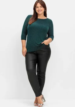 3/4-Arm-Shirt mit Glitzergarn und U-Boot-Ausschnitt<sheego Best