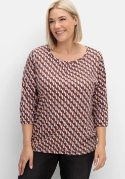 3/4-Arm-Shirt mit Grafikprint und Gummizugbund<sheego Clearance
