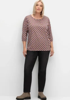 3/4-Arm-Shirt mit Grafikprint und Gummizugbund<sheego Clearance