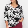 3/4-Arm-Shirt mit kontrastfarbenem Blütenprint<sheego New