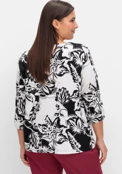 3/4-Arm-Shirt mit kontrastfarbenem Blütenprint<sheego New