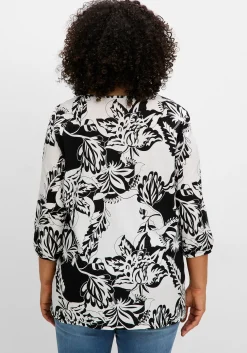 3/4-Arm-Shirt mit kontrastfarbenem Blütenprint<sheego Hot